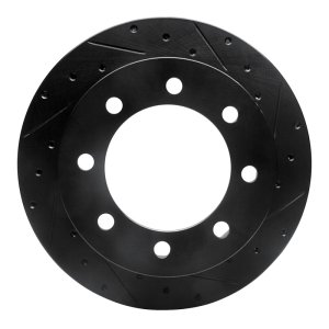 Ford E-150 Econoline Brake Rotor (1) - Rear Right - R1 Concepts - Drilled & Slotted - Black - `99-`07